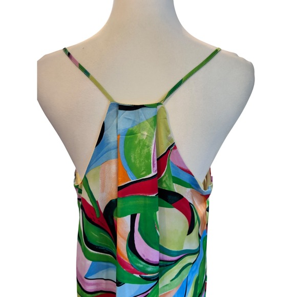Nicole Miller New York Colorful Summer Abstract Maxi Dress L Resort Vacation - Picture 4 of 9